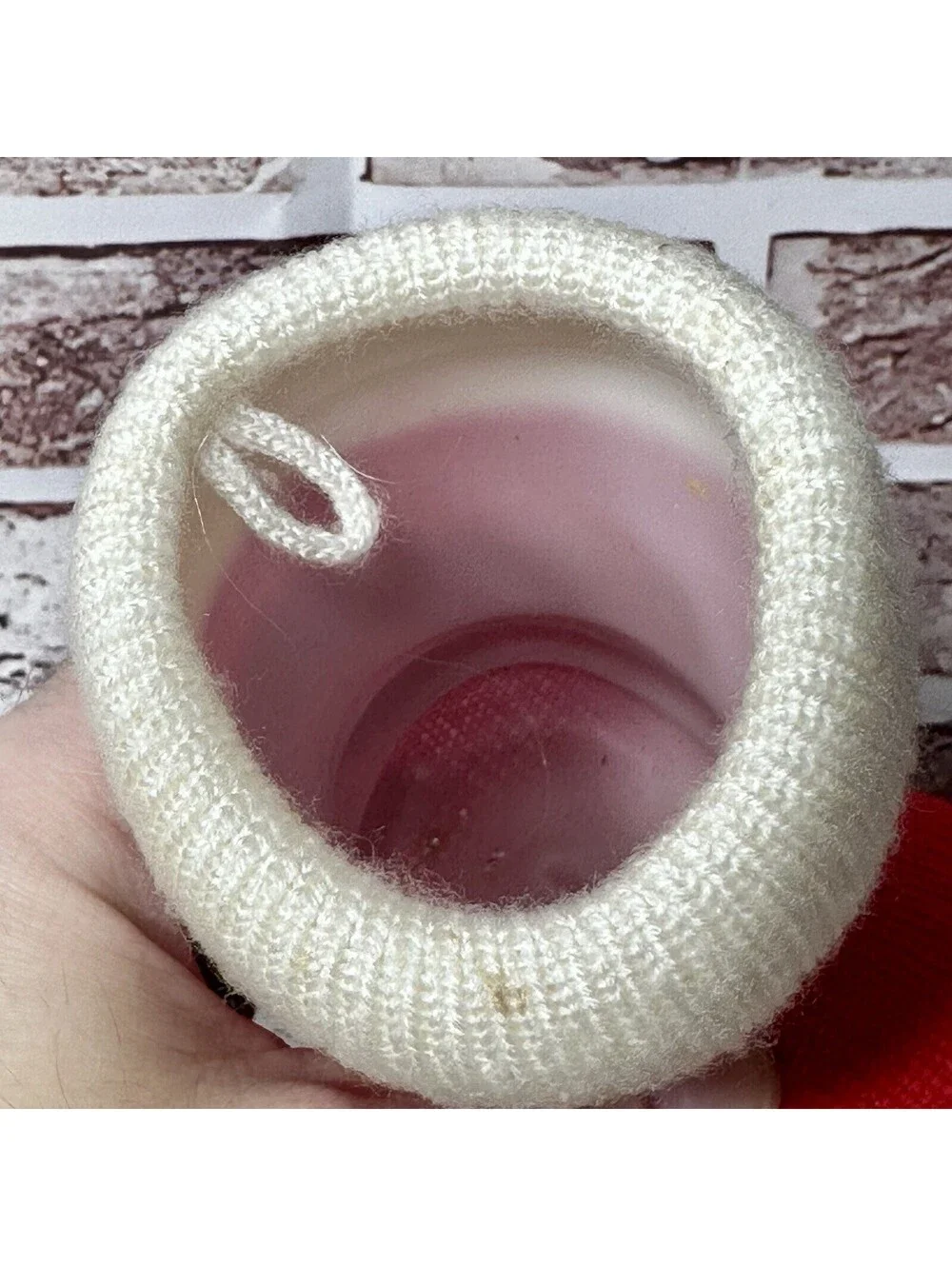 VTG Christmas Blow Mold Boot Container Stocking Santa Claus Knit Sock 5” x 4.5”